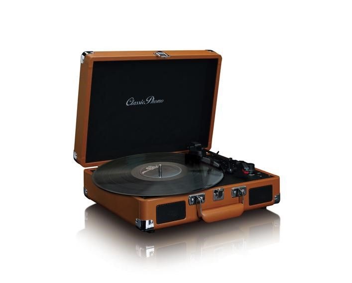 Lenco TT-10 Giradischi Automatico con Trasmissione a Cinghia - Colore Nero e Marrone, Acciaio Inossidabile, Altoparlanti Integrati