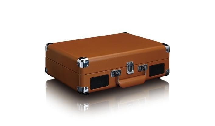 Lenco TT-10 Giradischi Automatico con Trasmissione a Cinghia - Colore Nero e Marrone, Acciaio Inossidabile, Altoparlanti Integrati