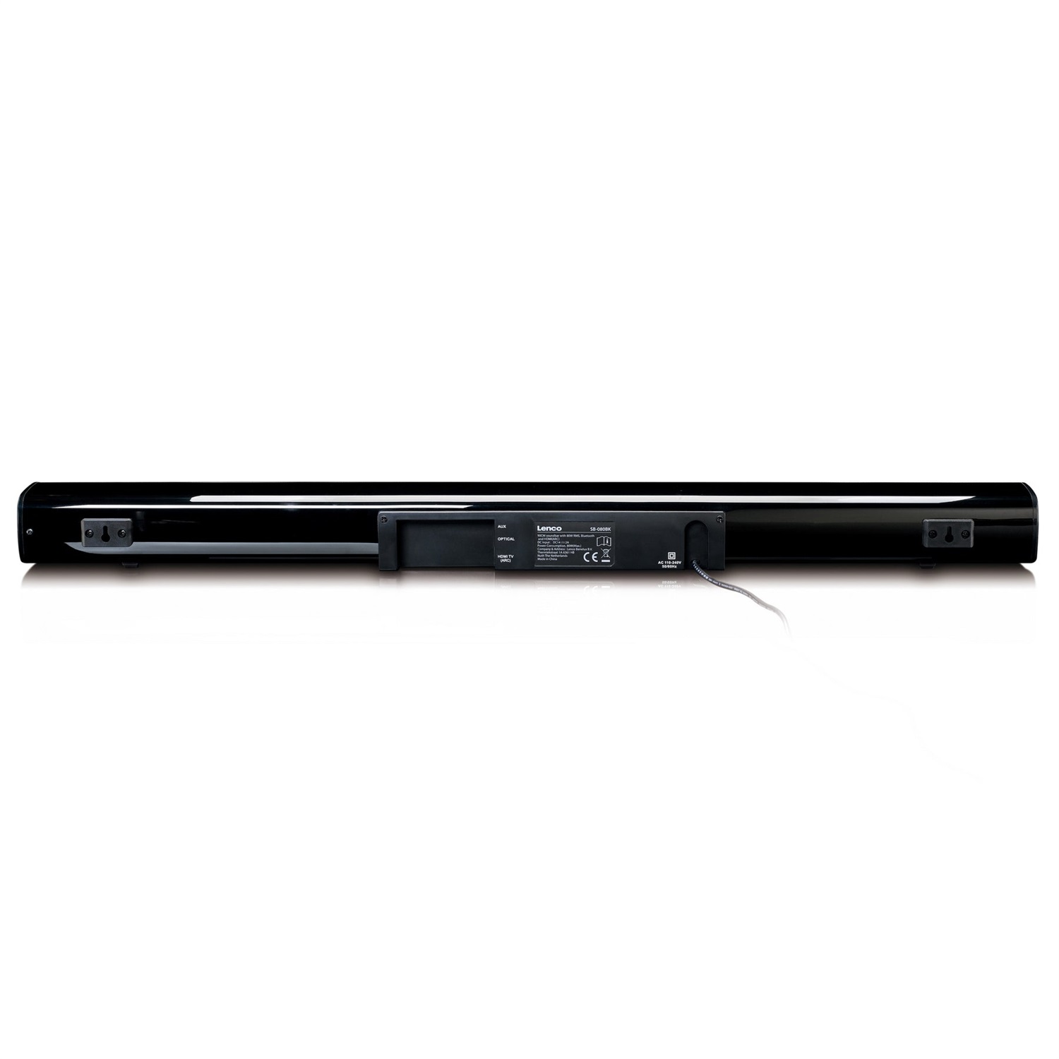 Lenco SB-080 Soundbar Bluetooth 5.0 con Subwoofer Integrato, 80W RMS, HDMI, AUX e RCA, Montaggio a Parete, Nera