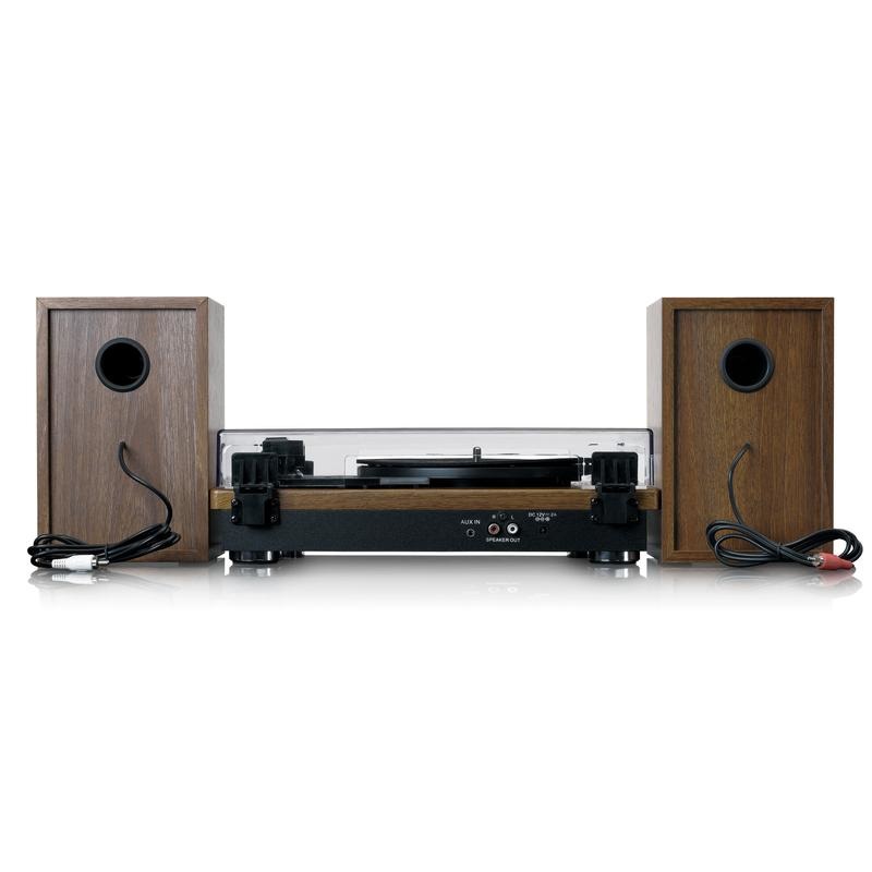 Lenco LS-100WD Giradischi Hi-Fi Bluetooth 5.0 con Trasmissione a Cinghia, Uscita RCA, Arresto Automatico - Legno Nero e Quercia