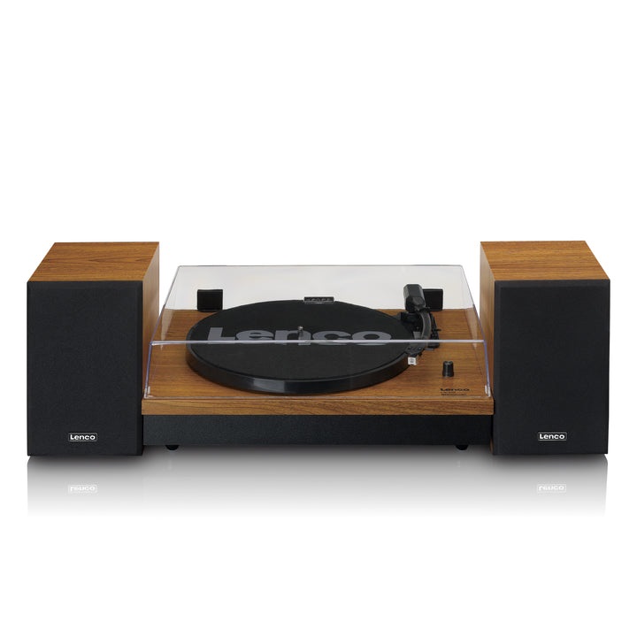 Lenco LS-310WD Giradischi con Trasmissione a Cinghia, Bluetooth, Due Altoparlanti Separati, Nero/Legno