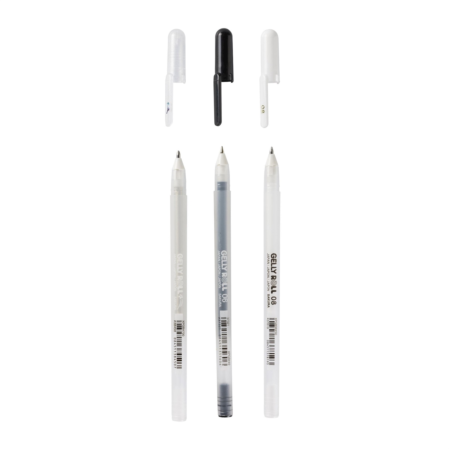 Sakura Gelly Roll Set di 3 Penne Gel - Bianca, Nera e Glitter, Punta Fine, Inchiostro Senza Sbavature