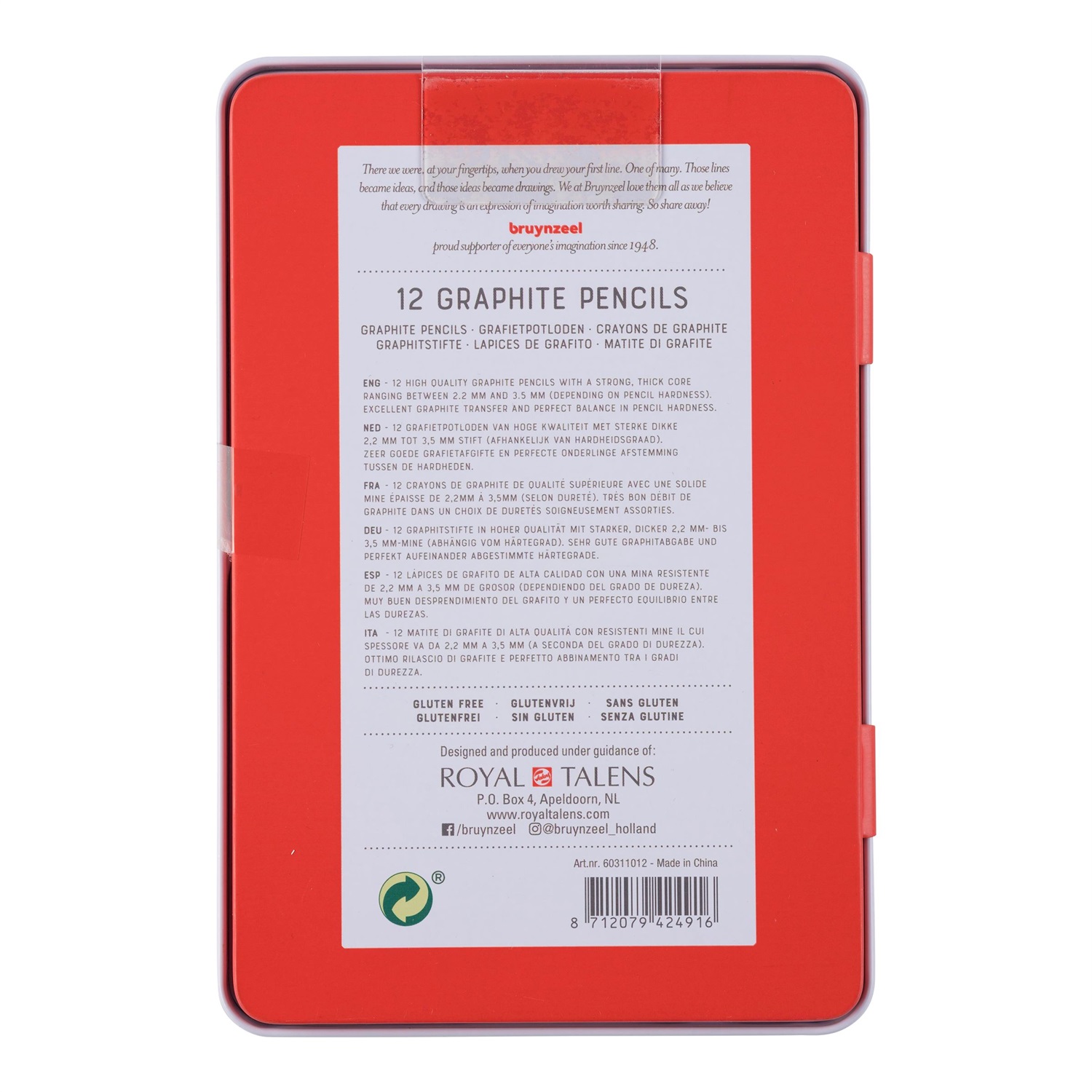 Bruynzeel Expression Set di 12 Matite di Grafite - Durezza 2H-9B, Contenitore Riutilizzabile in Legno di Cedro