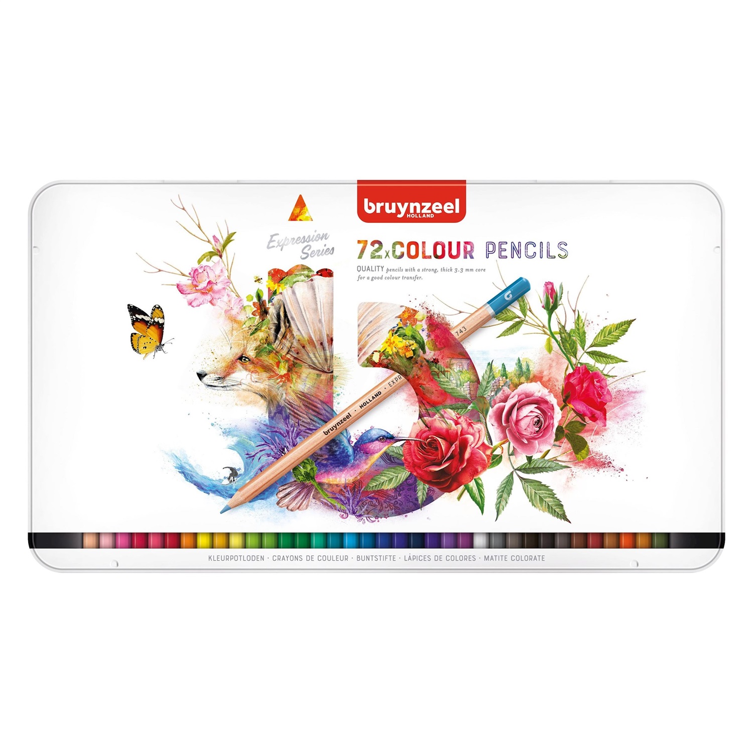 Bruynzeel Expression Set di 72 Matite Colorate in Latta - Alta Qualità per Disegno, Libri da Colorare e Bullet Journaling