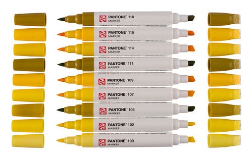 Talens Set di 9 Marcatori Pantone Giallo - Penna a Doppia Punta con Inchiostro Pigmentato a Base d'Acqua