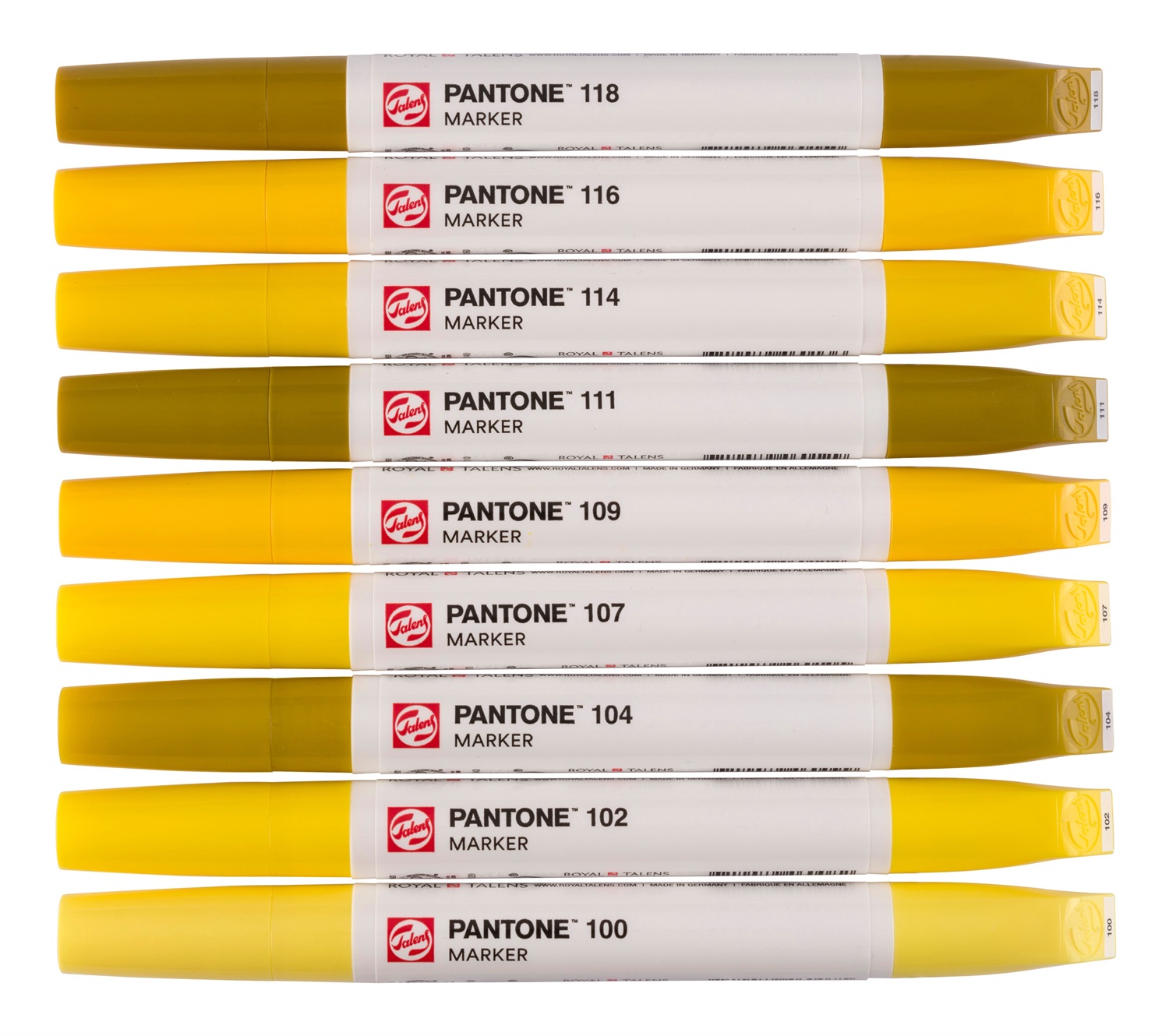 Talens Set di 9 Marcatori Pantone Giallo - Penna a Doppia Punta con Inchiostro Pigmentato a Base d'Acqua