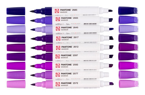 Talens Set Marker Pantone - 9 tonalità viola con doppia punta e inchiostro pigmentato