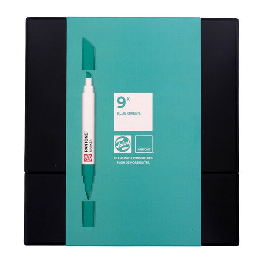Talens Set Marker Pantone - 9 tonalità blu verde, doppia punta con inchiostro pigmentato a base d'acqua