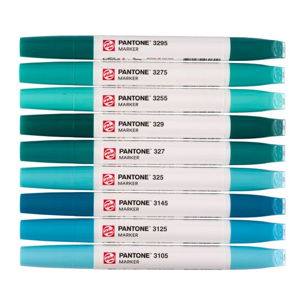 Talens Set Marker Pantone - 9 tonalità blu verde, doppia punta con inchiostro pigmentato a base d'acqua