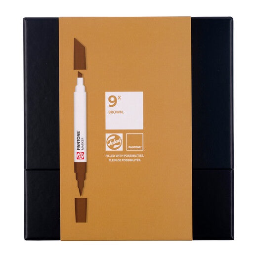 Talens Pantone Set di 9 Marcatori Brown - Pennarelli a Doppia Punta con Inchiostro Pigmentato a Base d'Acqua