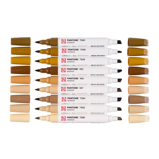Talens Pantone Set di 9 Marcatori Brown - Pennarelli a Doppia Punta con Inchiostro Pigmentato a Base d'Acqua