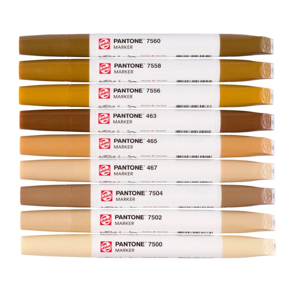 Talens Pantone Set di 9 Marcatori Brown - Pennarelli a Doppia Punta con Inchiostro Pigmentato a Base d'Acqua