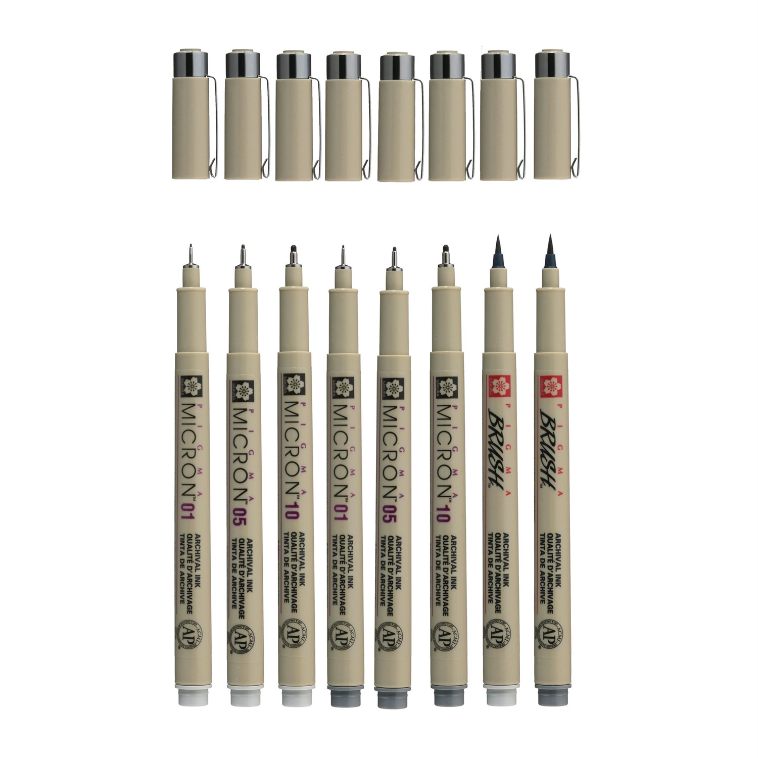 Sakura Pigma Micron Penne Fineliner Set 8 pz - Grigio Freddo Chiaro e Grigio Freddo