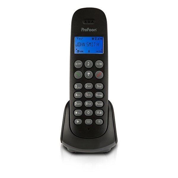 Profoon PDX-300 - Telefono Cordless DECT Espandibile, Compatibile con Apparecchi Acustici, Vivavoce, Rubrica 50 Contatti - Nero