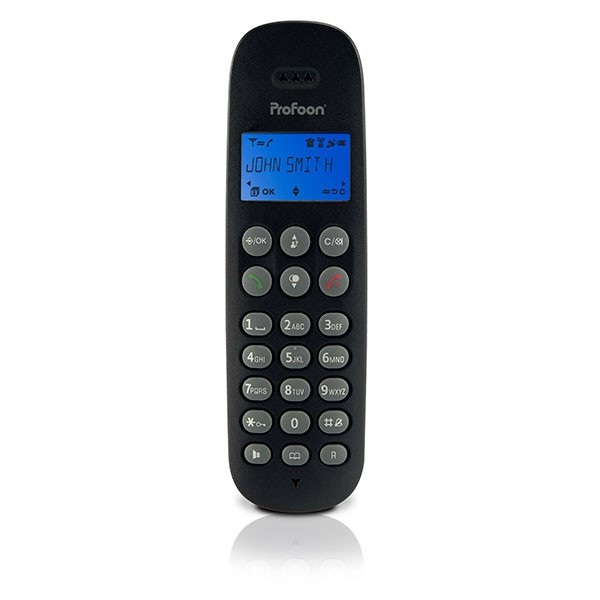 Profoon PDX-300 - Telefono Cordless DECT Espandibile, Compatibile con Apparecchi Acustici, Vivavoce, Rubrica 50 Contatti - Nero
