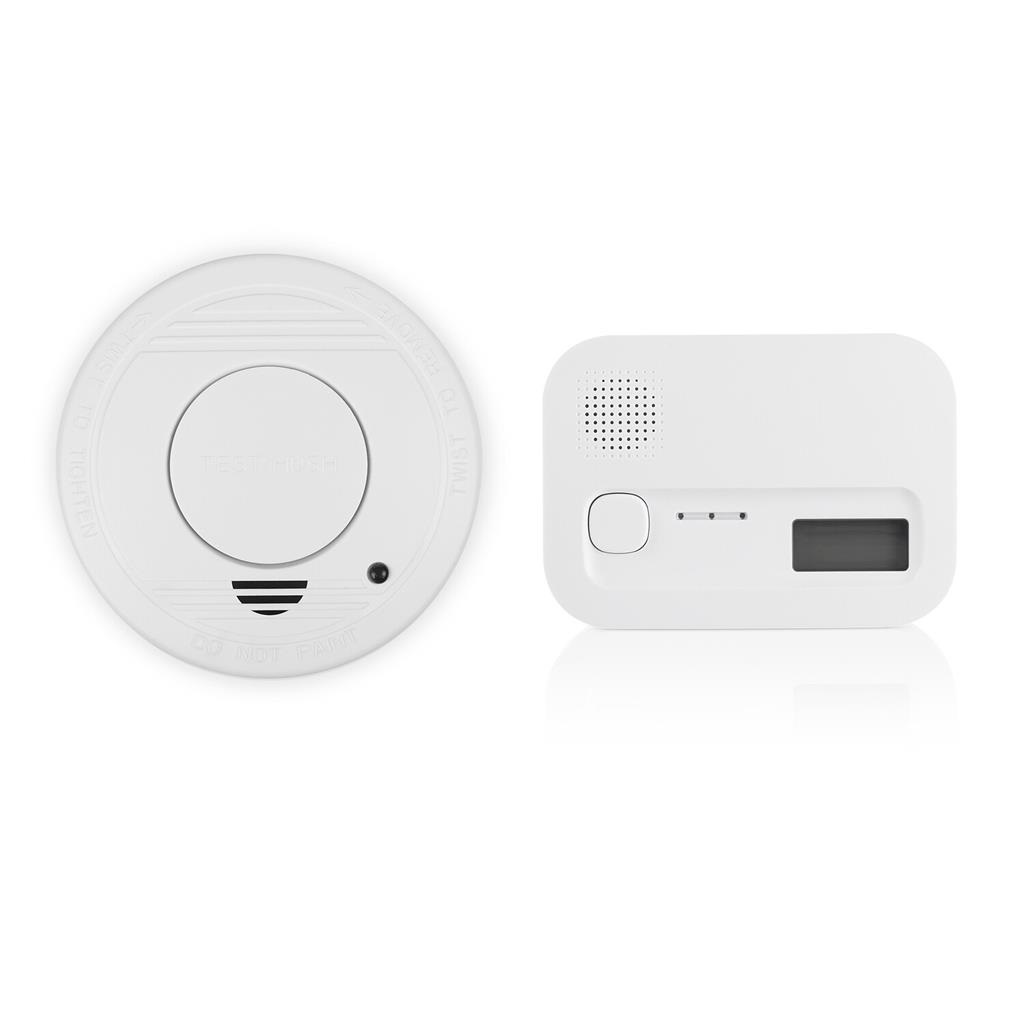 Smartwares FSE-19204 Kit Sicurezza Antincendio: Rilevatore di Fumo e Monossido di Carbonio CO, Allarme 85dB, Batterie Sostituibili, Vita 10 Anni, Bianco
