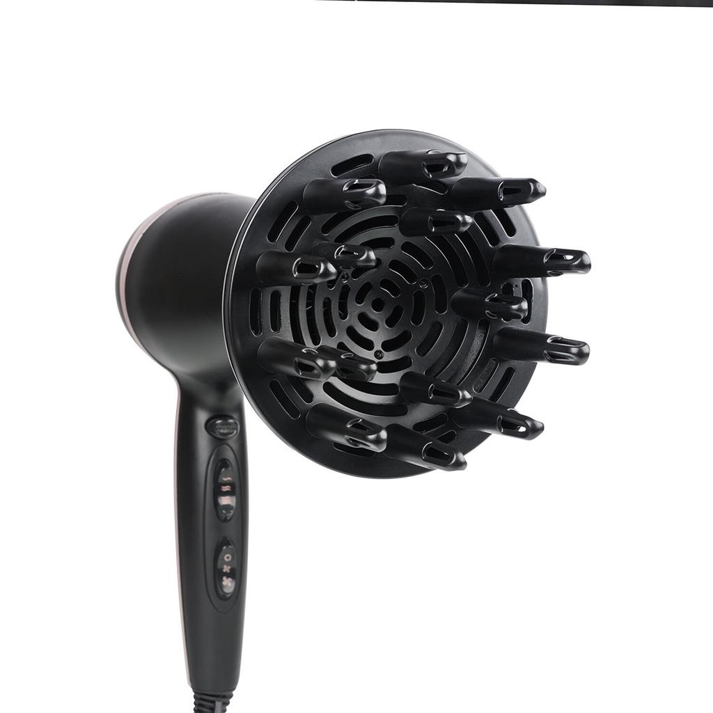 Tristar HD-2450 Asciugacapelli 2200 W con Tecnologia Agli Ioni, Funzione Cool Shot, Ugello Stretto e Diffusore, Cavo Flessibile 1.8m, Nero