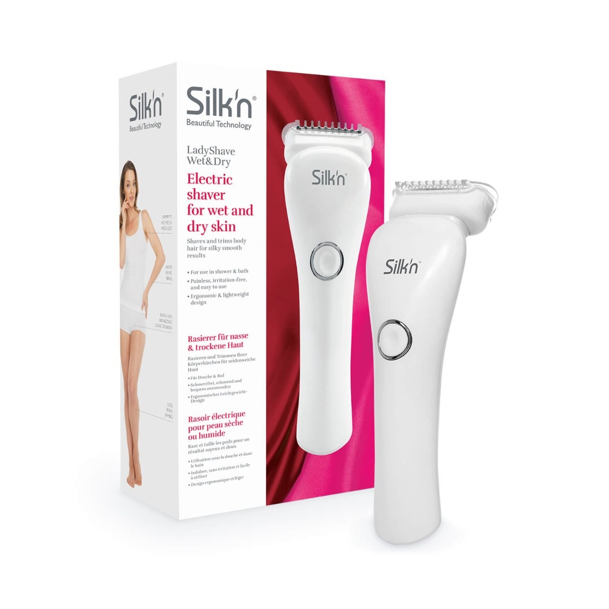 Silk'n LadyShave Wet & Dry Rasoio Elettrico per Donne con Testina Regolapeli, Impermeabile, Colore Verde, Autonomia Fino a 75 Minuti