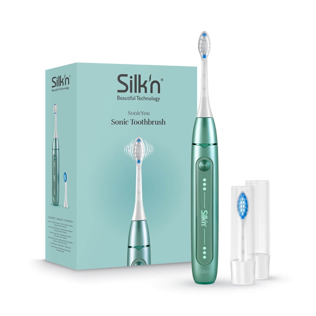 Silk'n SonicYou Spazzolino Elettrico Sonico Verde Menta con Batteria da 300 Giorni - Facile da Usare