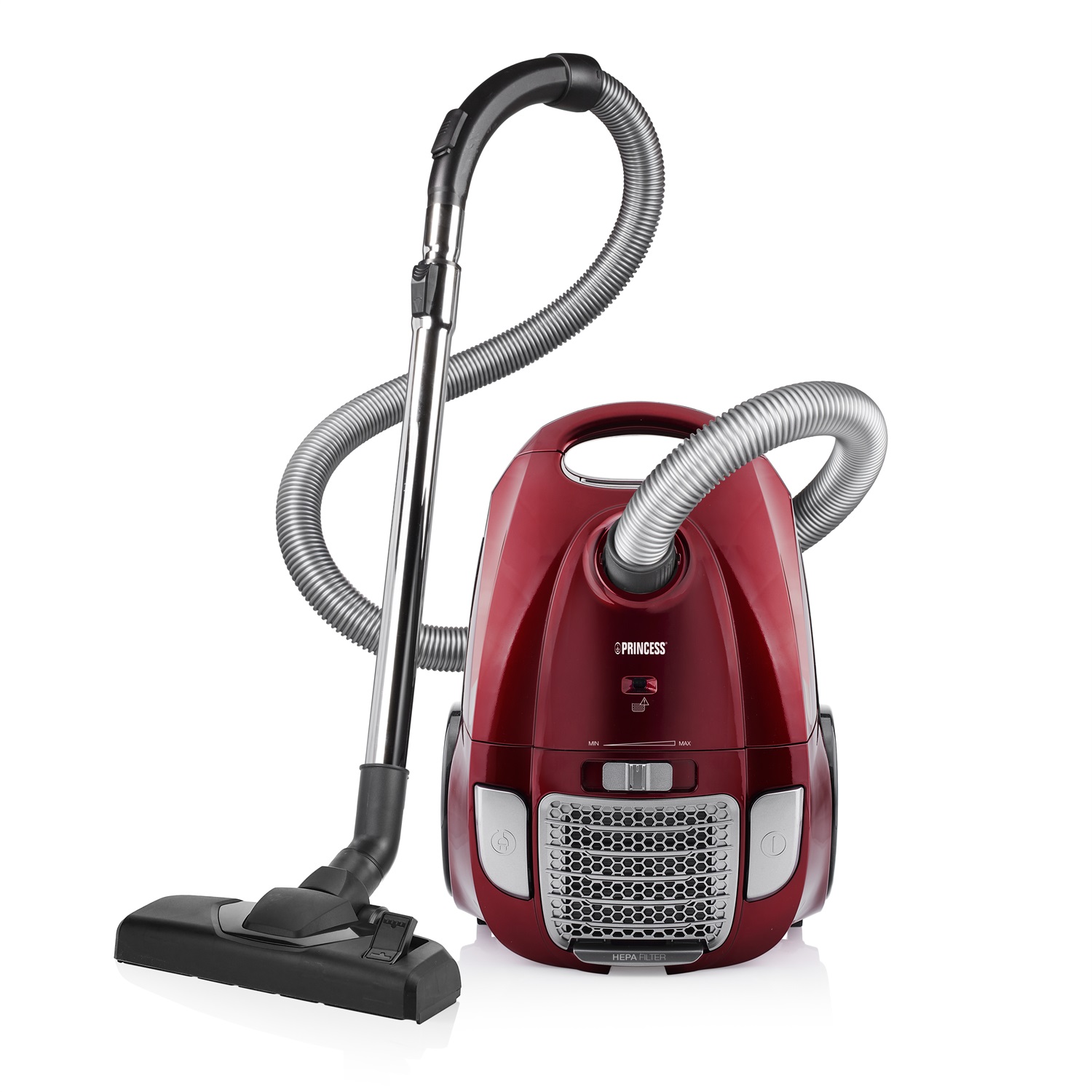 Princess 333001 Power Deluxe - Aspirapolvere con Sacchetto 700 W, Classe A, Filtro HEPA H12, Portata 14 metri, Capacità 3L, Rosso