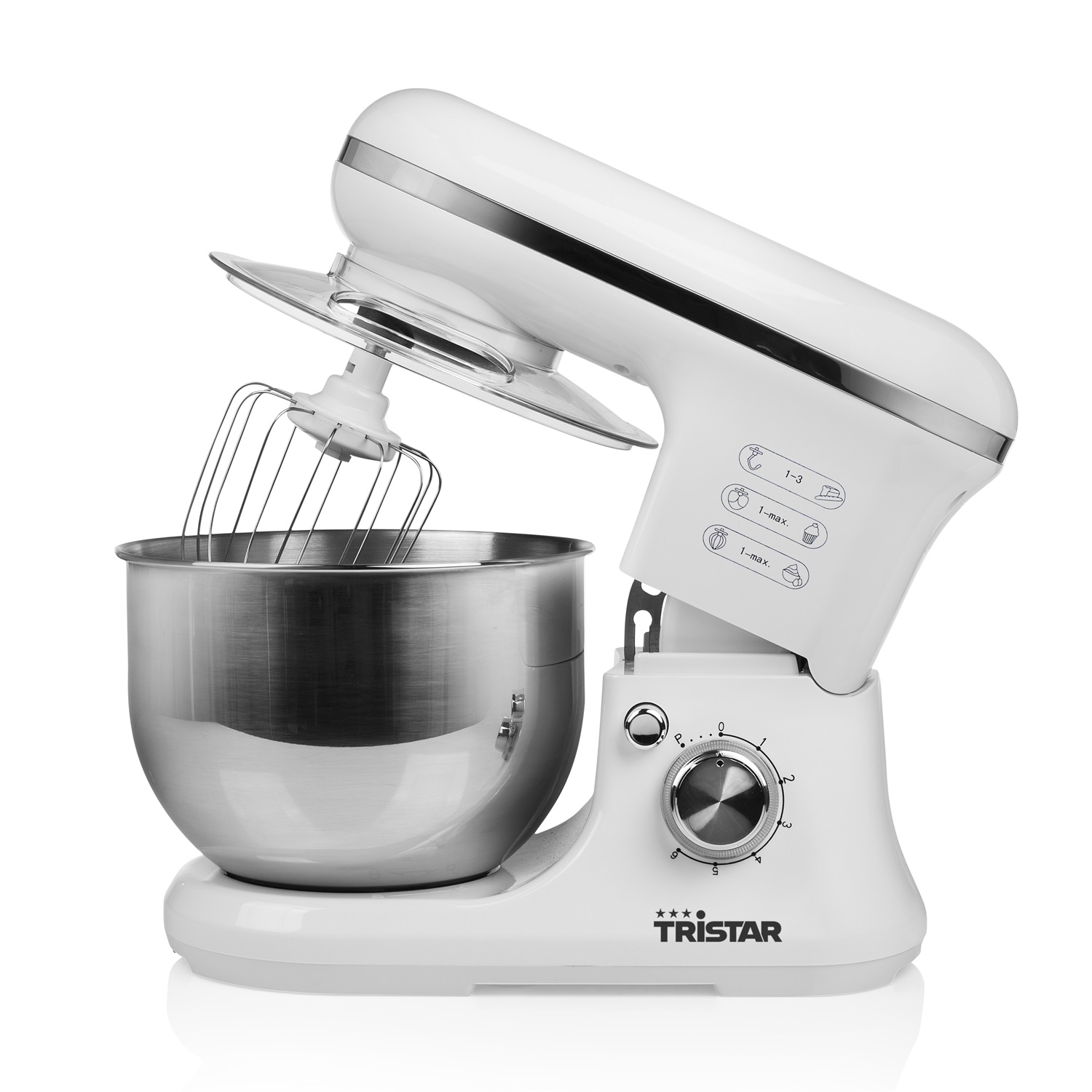 Tristar MX-4817 Impastatore da Cucina 1200 W con Movimento Planetario, Frusta, Gancio e Battitore
