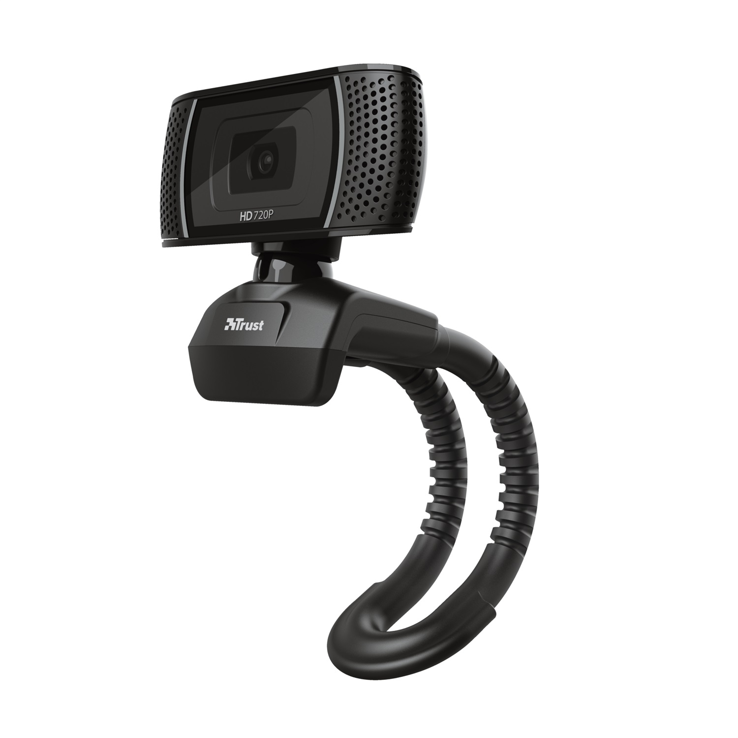 Trust Trino Webcam HD 8 MP con Microfono Incorporato, Risoluzione 1280 x 720 Pixel, 30 fps, Supporto Universale per PC e Laptop - Nero