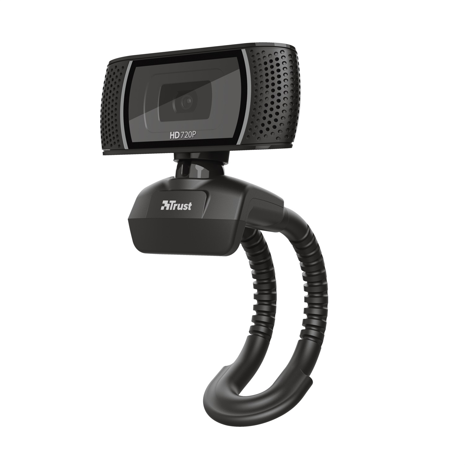 Trust Trino Webcam HD 8 MP con Microfono Incorporato, Risoluzione 1280 x 720 Pixel, 30 fps, Supporto Universale per PC e Laptop - Nero