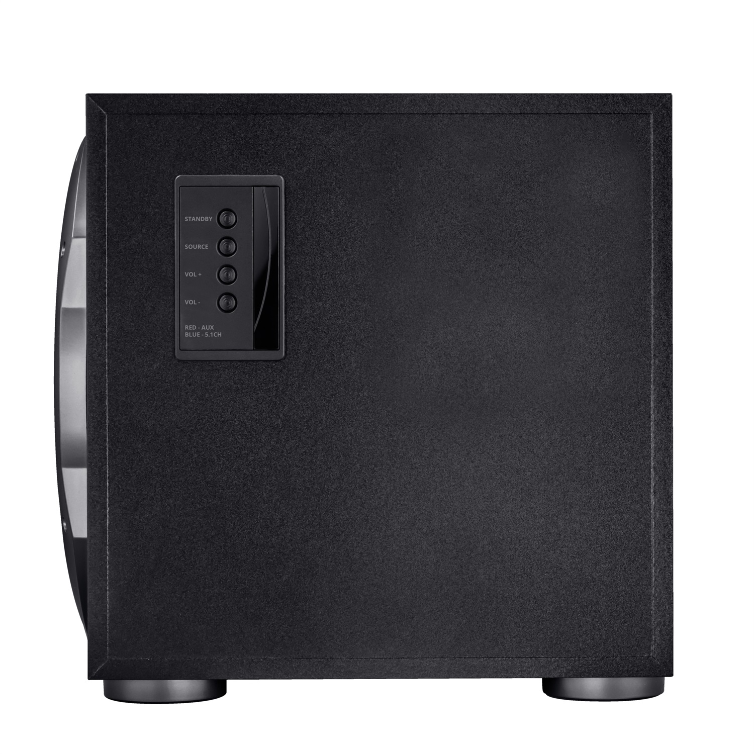 Trust GXT 658 Tytan Set di Altoparlanti Surround 5.1 con Subwoofer in Legno Illuminato LED Blu, Potenza Totale 180 W, Nero