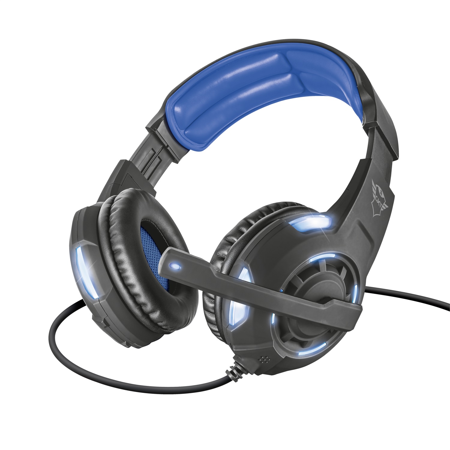 Trust GXT 350 Radius - Cuffie da Gaming Cablate con Suono Surround 7.1, Nero e Blu