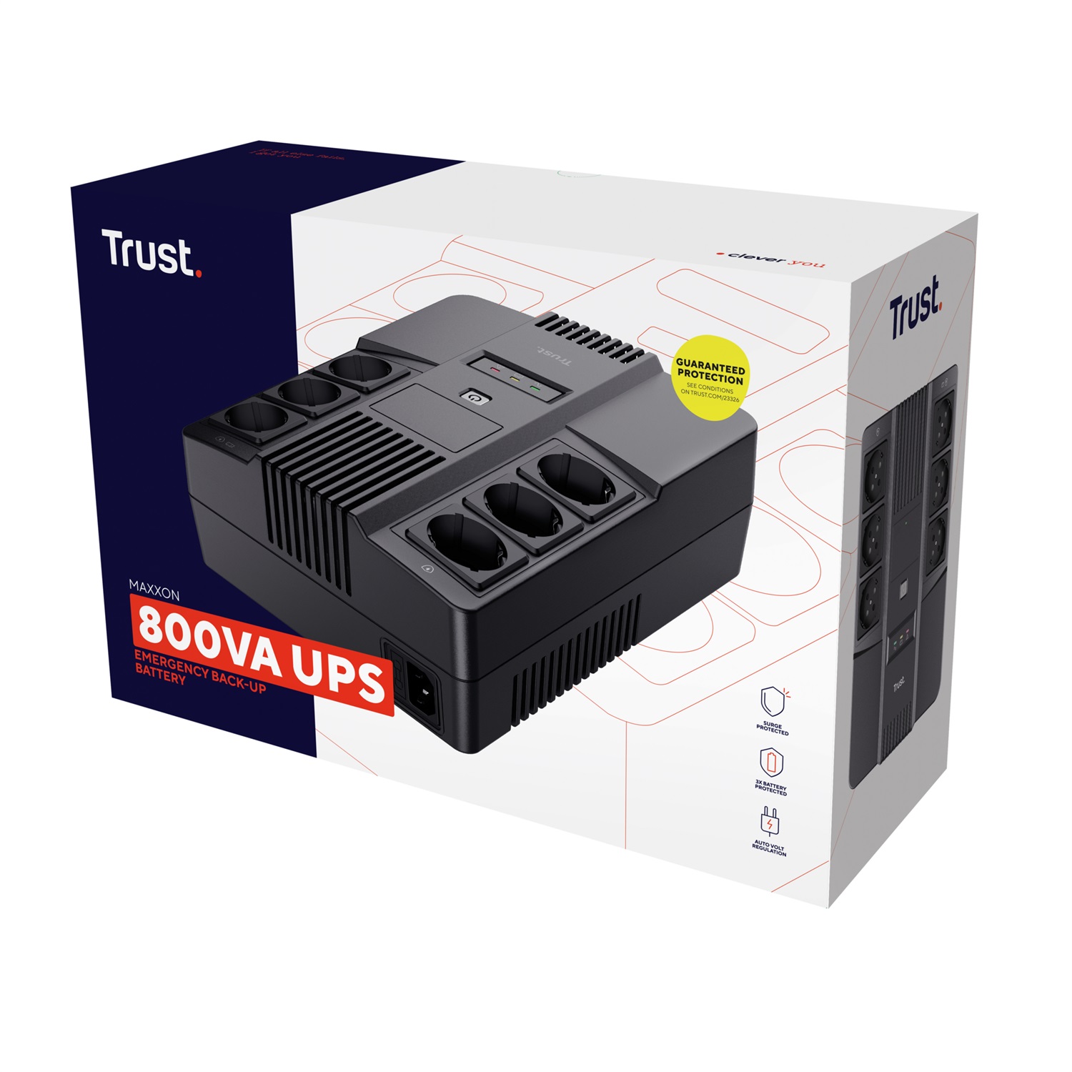Trust Maxxon gruppo di continuità (UPS) 800 VA con 6 prese AC - Sinusoidale, 220-240 V