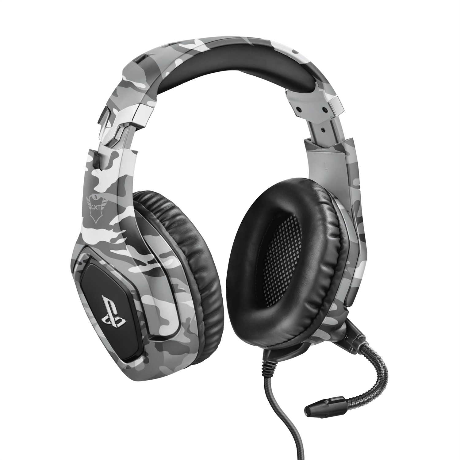Trust GXT 488 Forze-G Cuffie Gaming Cablate Over-Ear per PS4 e PS5 con Microfono Ripiegabile, Archetto Regolabile, Jack Audio 3.5 mm - Nero e Grigio