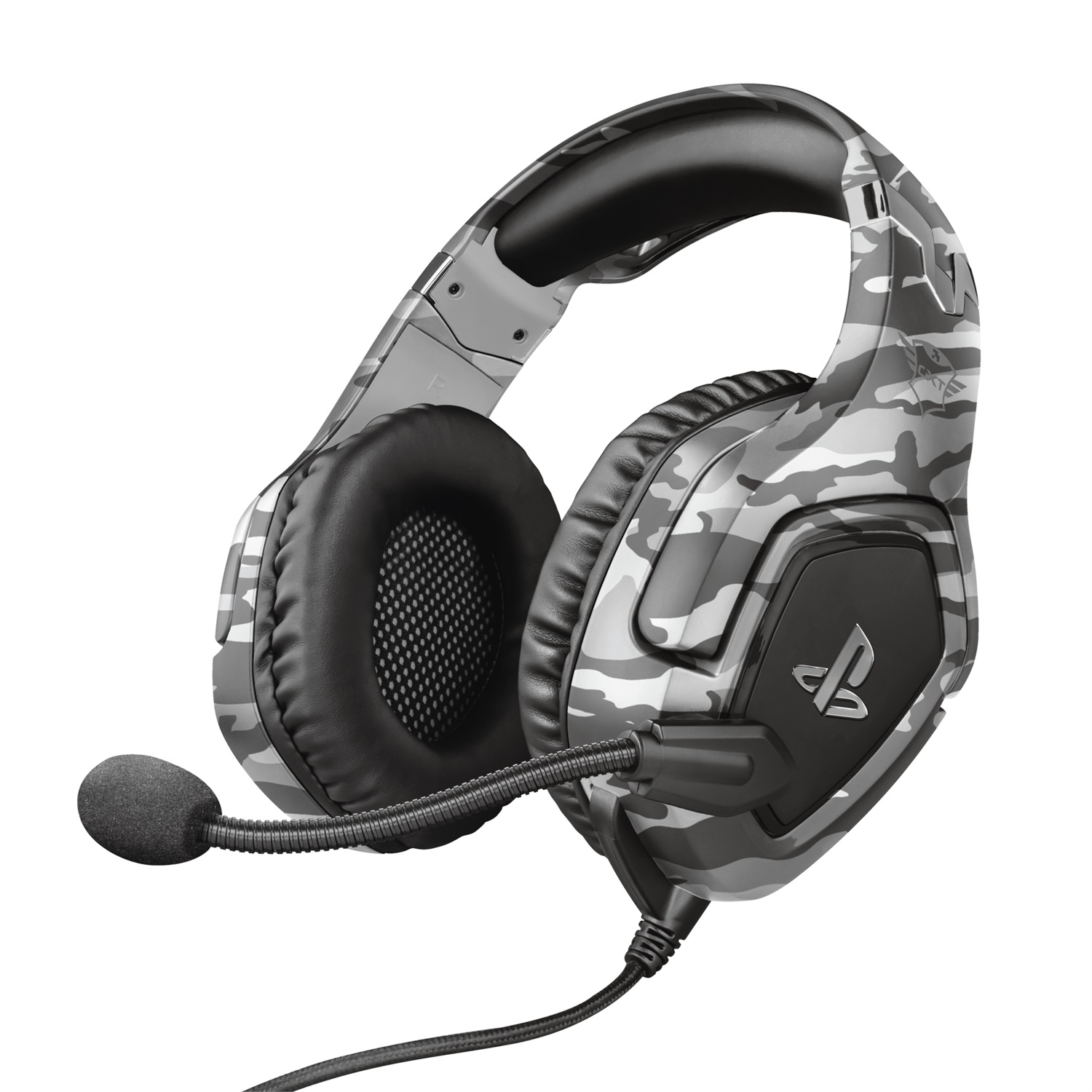 Trust GXT 488 Forze-G Cuffie Gaming Cablate Over-Ear per PS4 e PS5 con Microfono Ripiegabile, Archetto Regolabile, Jack Audio 3.5 mm - Nero e Grigio