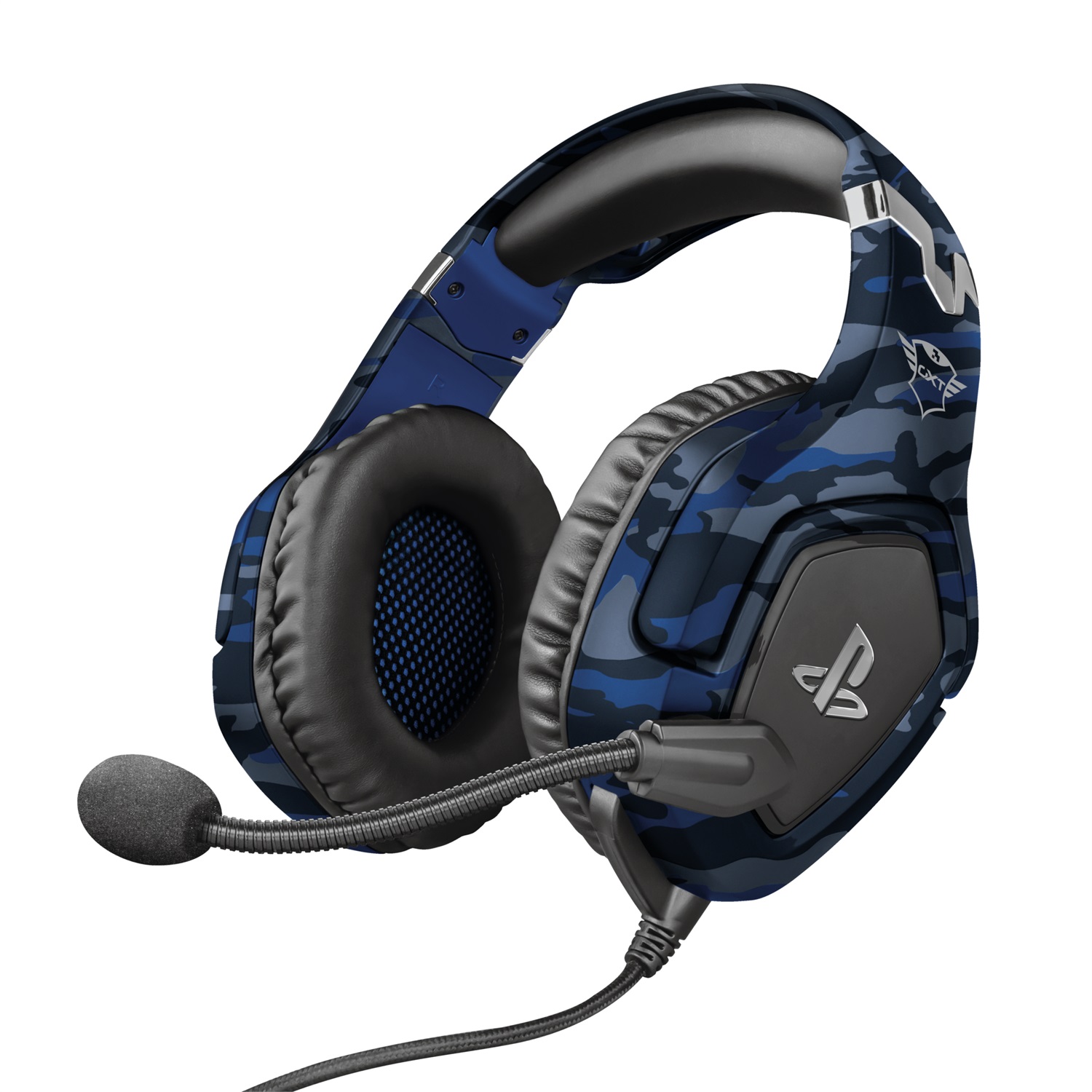 Trust GXT 488 Forze Cuffie Gaming Over-Ear per PS4 e PS5, Microfono Ripiegabile, Archetto Regolabile, Cablato, 50 mm, Nero e Blu