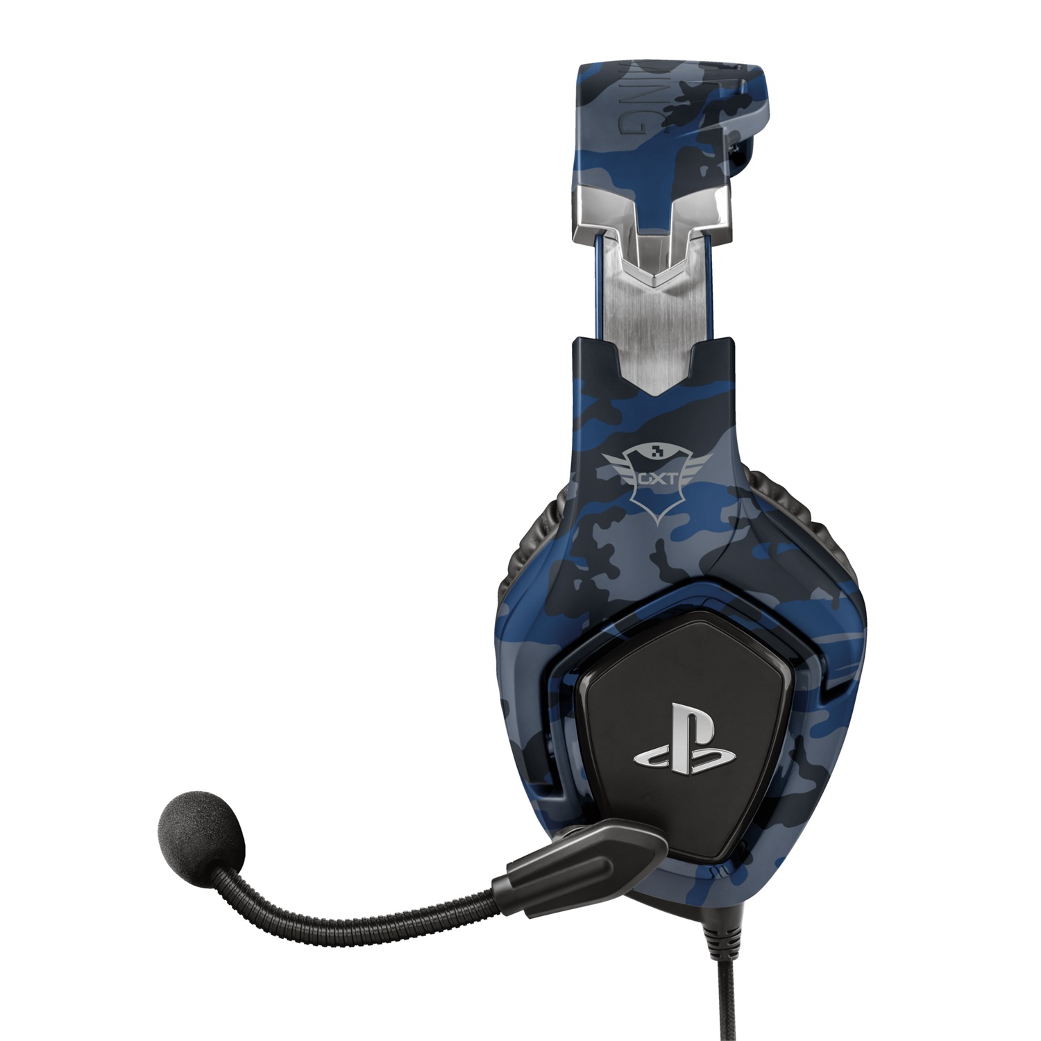 Trust GXT 488 Forze Cuffie Gaming Over-Ear per PS4 e PS5, Microfono Ripiegabile, Archetto Regolabile, Cablato, 50 mm, Nero e Blu