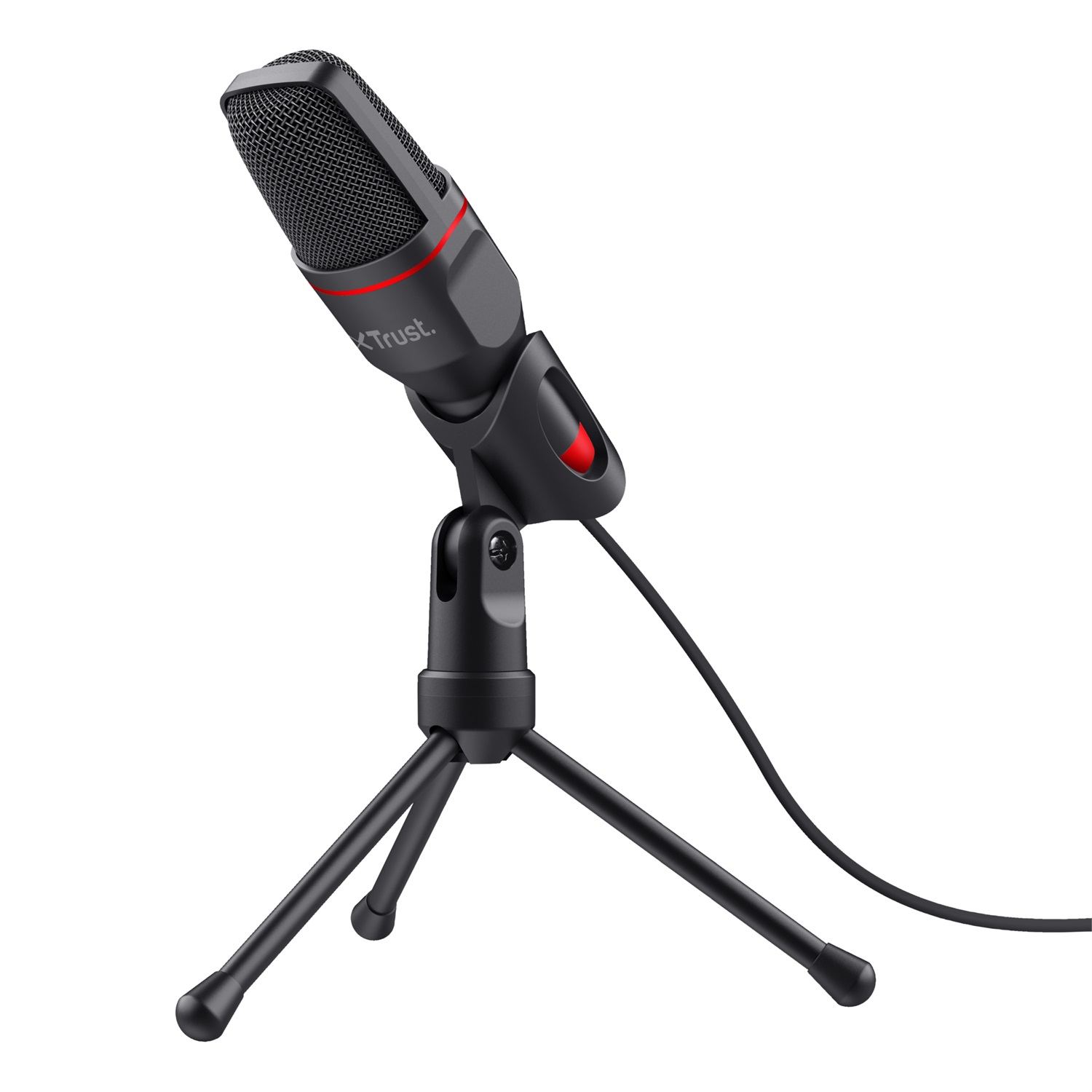 Trust GXT 212 Mico Microfono USB per PC, Connessioni da 3,5 mm e USB, Treppiede Regolabile, Cavo da 1,80 m, Nero/Rosso