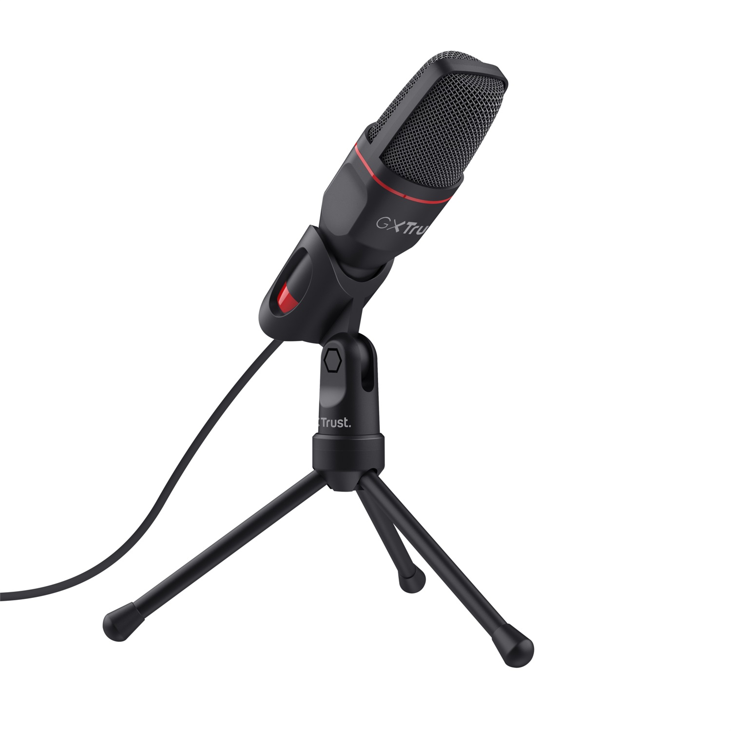 Trust GXT 212 Mico Microfono USB per PC, Connessioni da 3,5 mm e USB, Treppiede Regolabile, Cavo da 1,80 m, Nero/Rosso