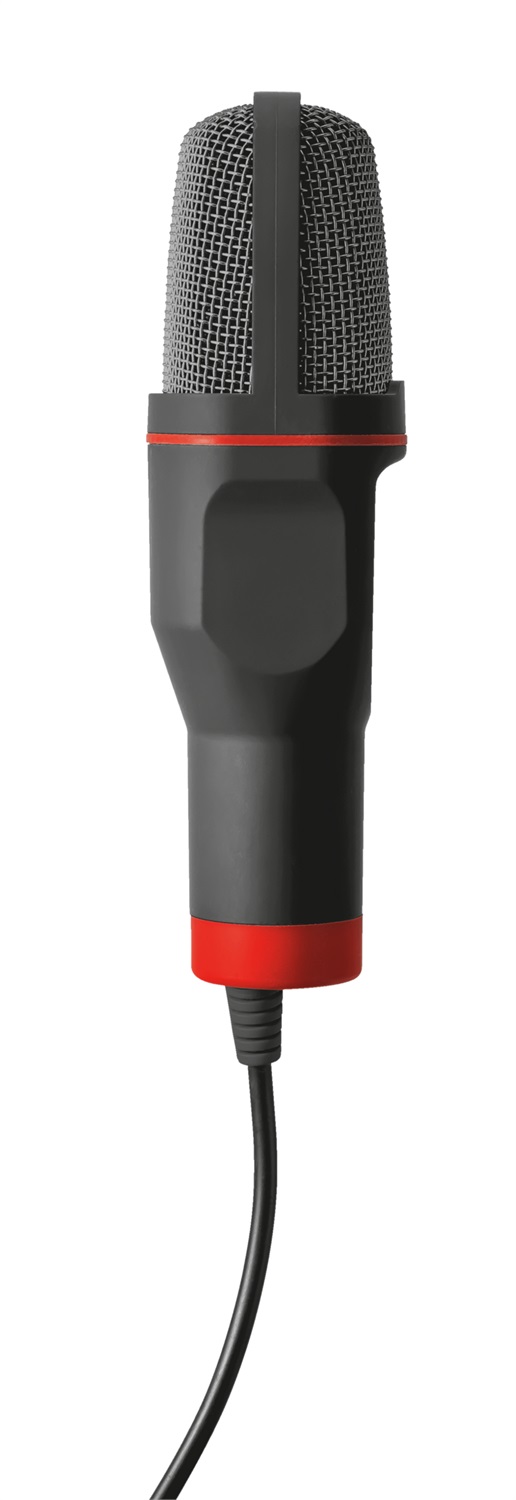 Trust GXT 212 Mico Microfono USB per PC, Connessioni da 3,5 mm e USB, Treppiede Regolabile, Cavo da 1,80 m, Nero/Rosso