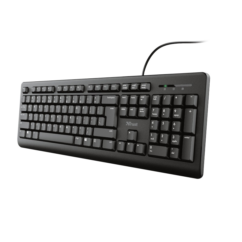Trust Primo Tastiera Integrale USB QWERTY Italiano Silenziosa e Resistente agli Sversamenti - Nero