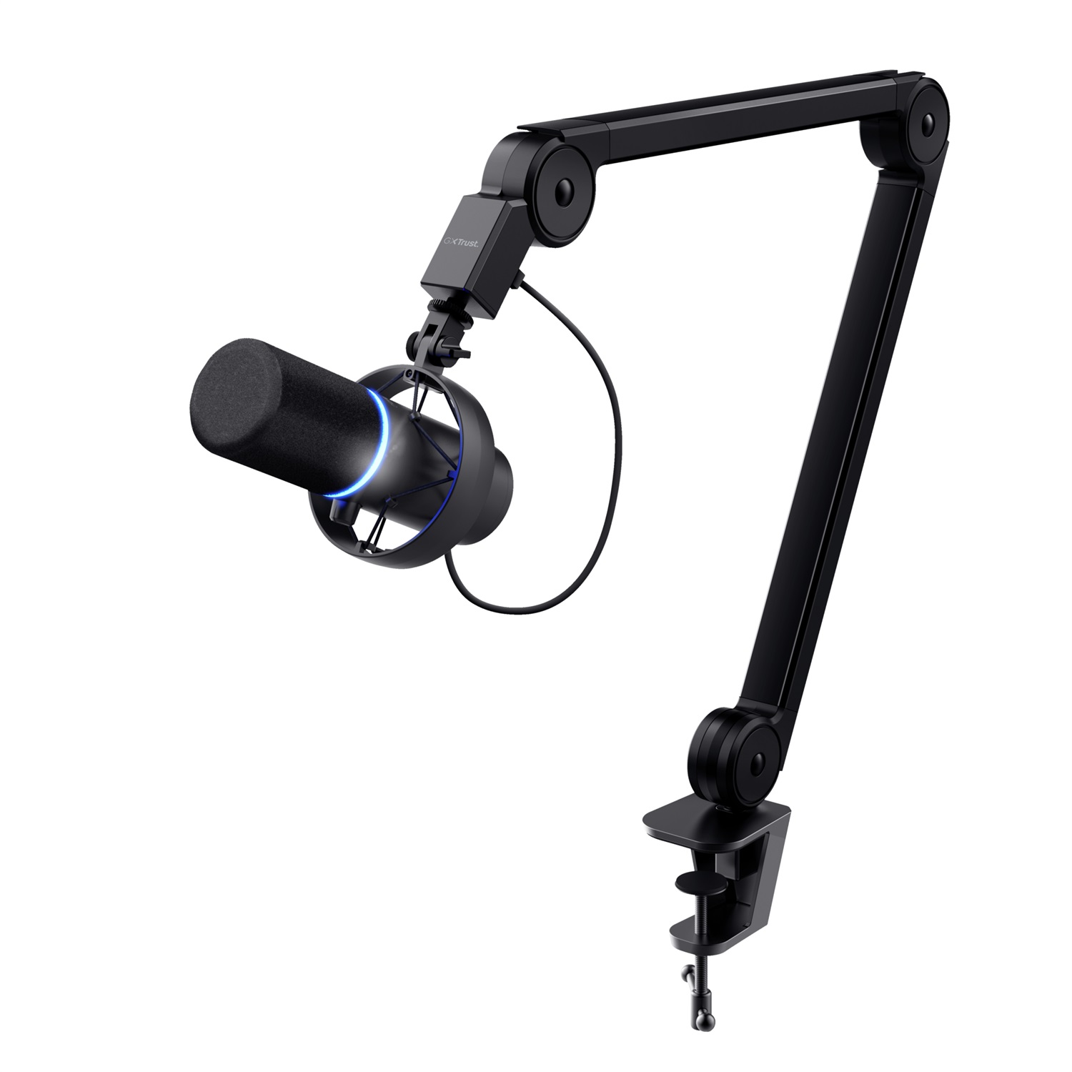 Trust GXT 255 Onyx Nero Microfono USB Professionale con Braccio Regolabile, Frequenza 30-18000 Hz, 24 bit, Cablato, Ideale per Gaming e Streaming