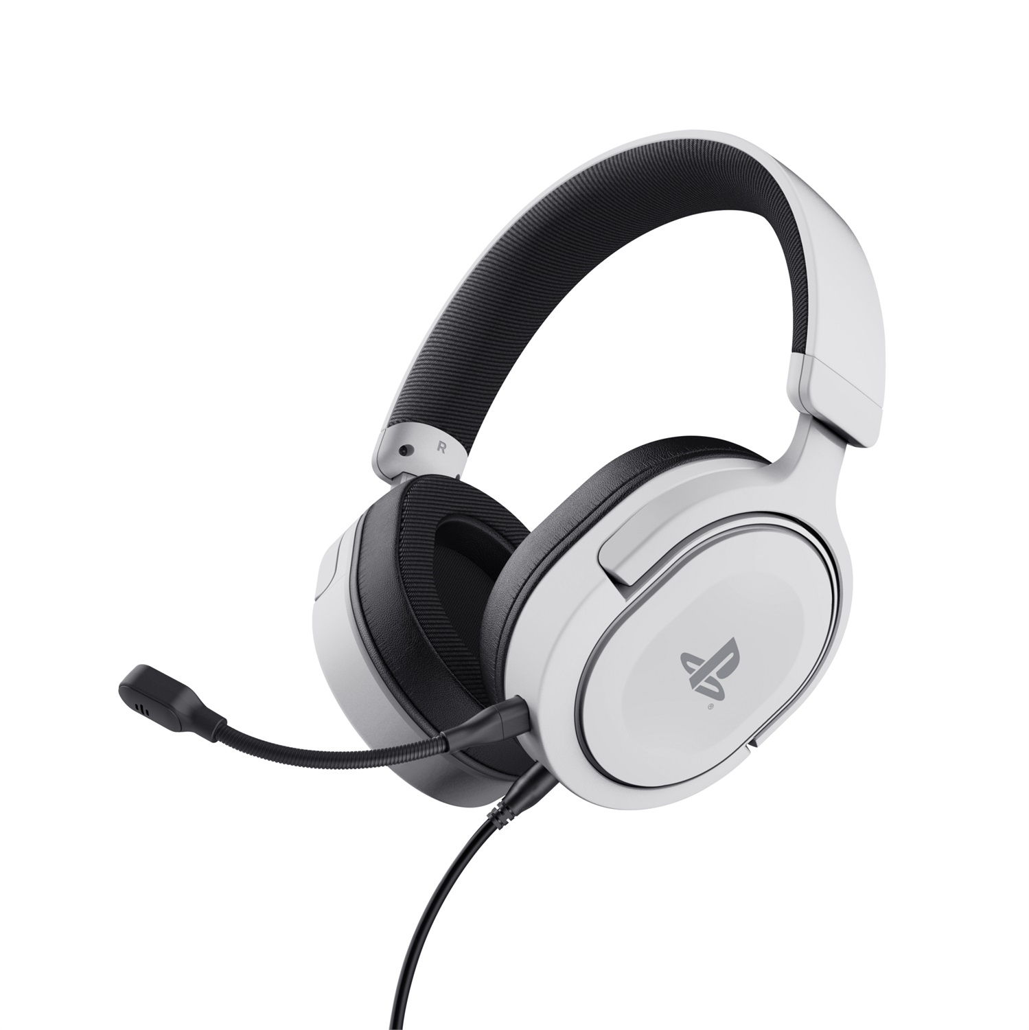 Trust GXT 498 Forta Cuffie Gaming Cablate Over-Ear con Licenza Ufficiale PS5, Microfono Staccabile, Cavo da 1,2 m, Nero/Bianco