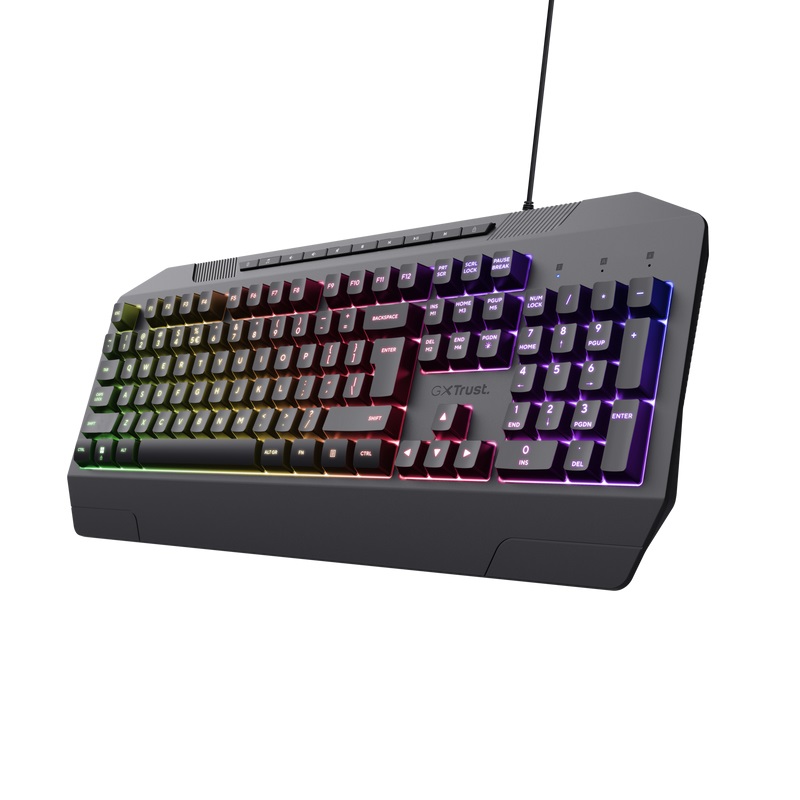 Trust GXT 836 EVOCX Tastiera Gaming QWERTY Italiano Nero - Full-size, Retroilluminazione LED RGB, Tasti a Membrana, Design Resistente ai Liquidi