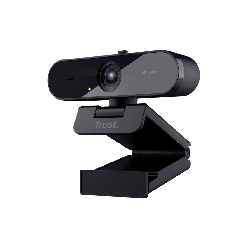 Trust TW-200 Webcam Full HD 1080p con Obiettivo Grandangolare, Microfono a Lunga Distanza, Filtro per la Privacy, USB, Nero