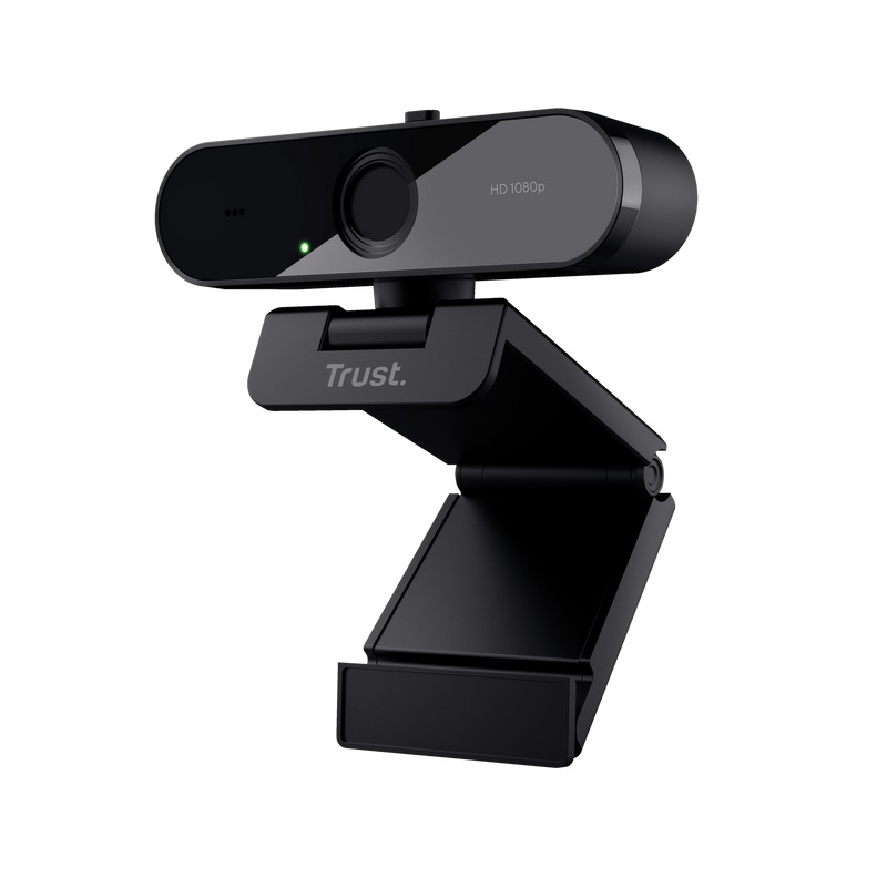 Trust TW-200 Webcam Full HD 1080p con Obiettivo Grandangolare, Microfono a Lunga Distanza, Filtro per la Privacy, USB, Nero