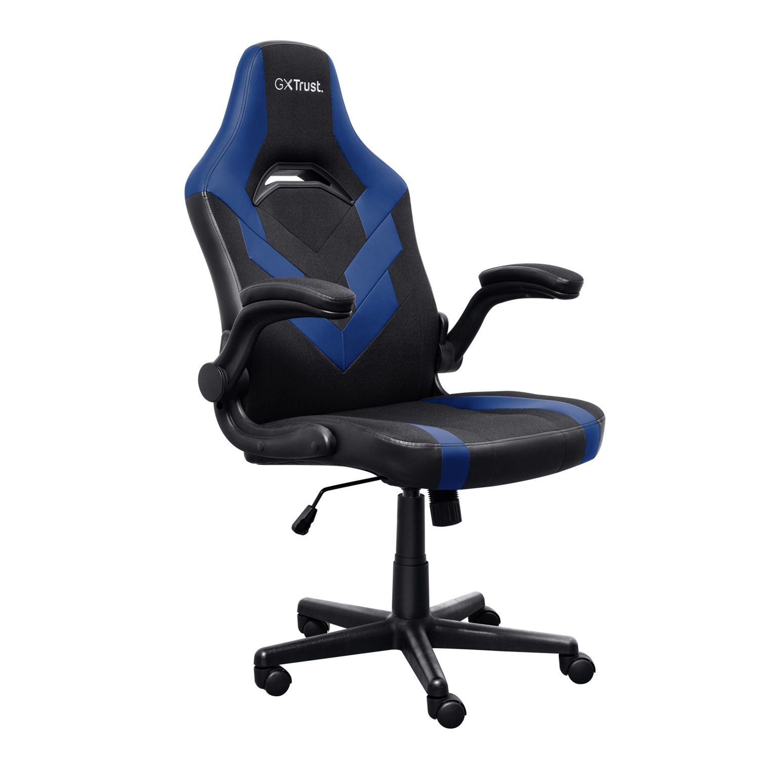 Trust GXT 703B RIYE Sedia per Gaming Universale Nero/Blu, Portata Massima 140 kg, Braccioli Regolabili
