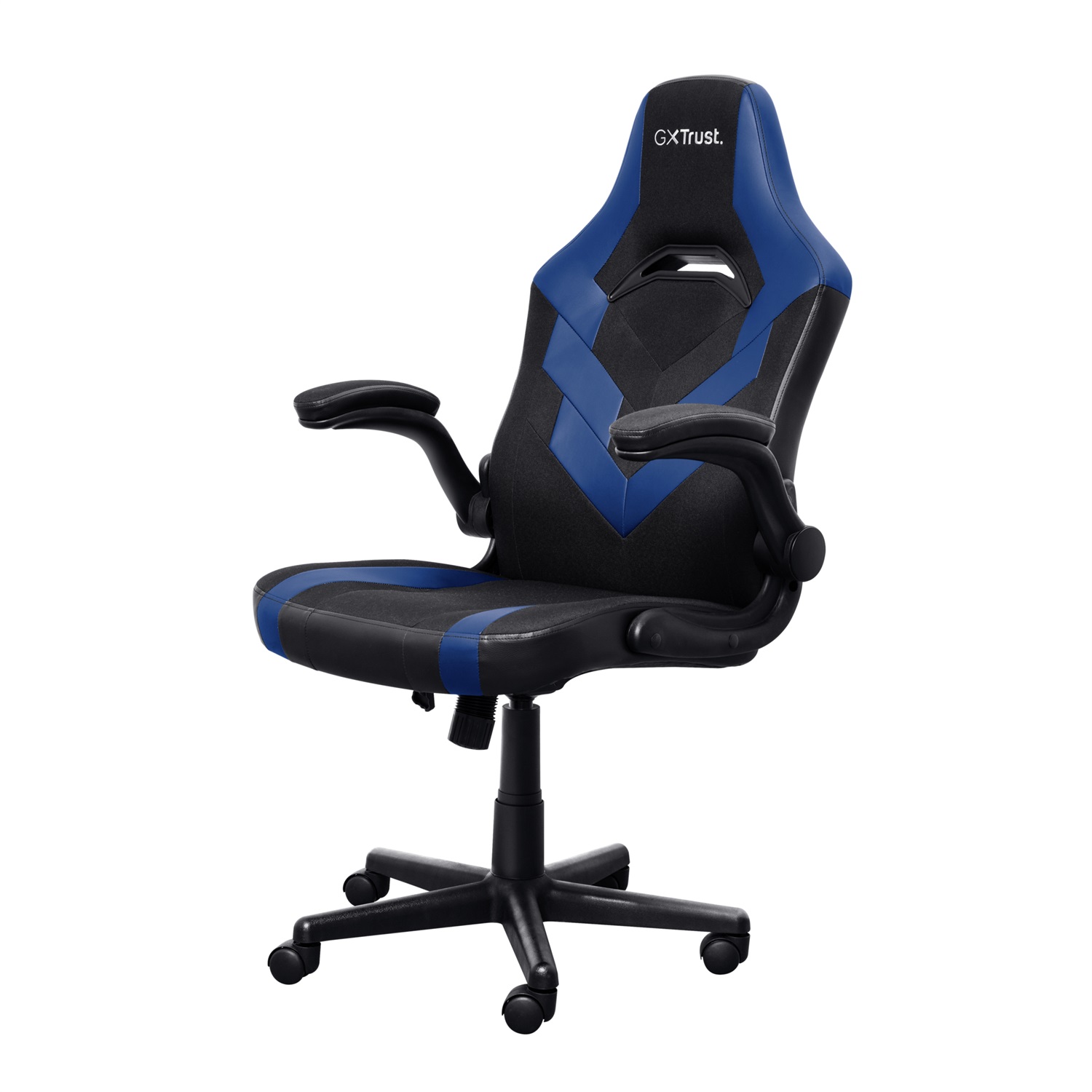 Trust GXT 703B RIYE Sedia per Gaming Universale Nero/Blu, Portata Massima 140 kg, Braccioli Regolabili