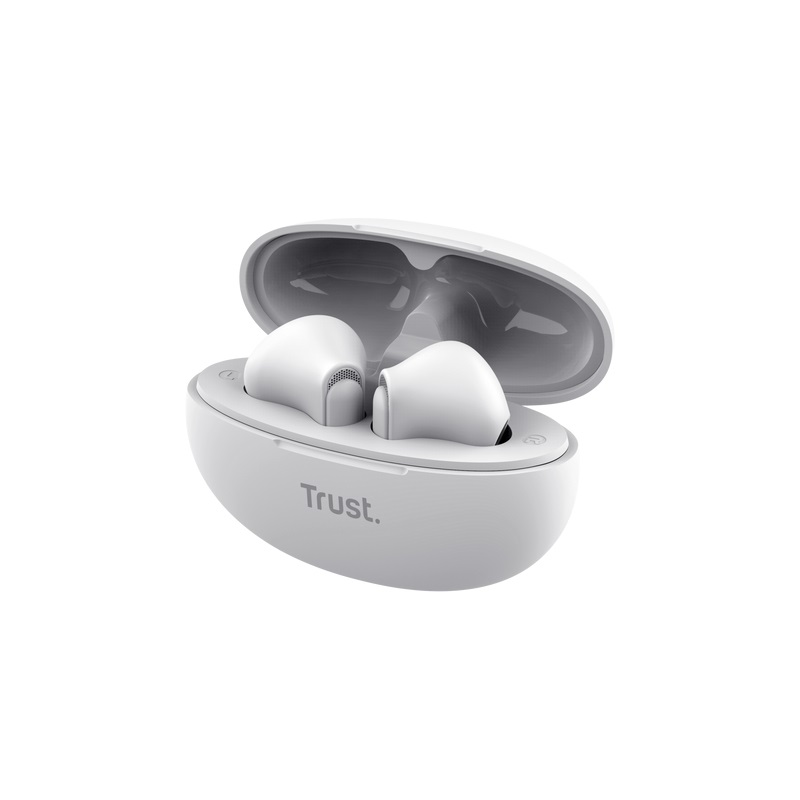 Trust Yavi Auricolare True Wireless Stereo (TWS) Bluetooth con Microfono Dual ENC, Cancellazione Rumore, 23 Ore di Batteria, USB tipo-C, Bianco