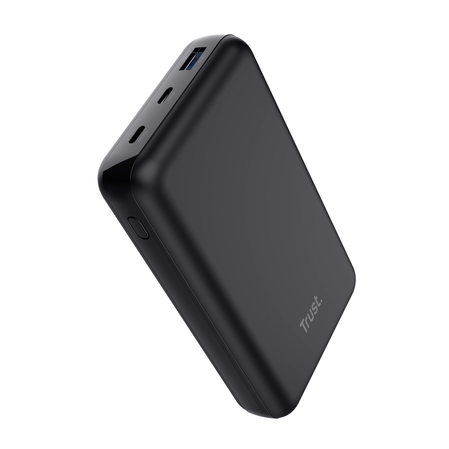 Trust Laro Power Bank 100W - Ricarica Rapida per Laptop, 20000mAh, 2x USB-C, 1x USB-A, Design Sostenibile in Nero