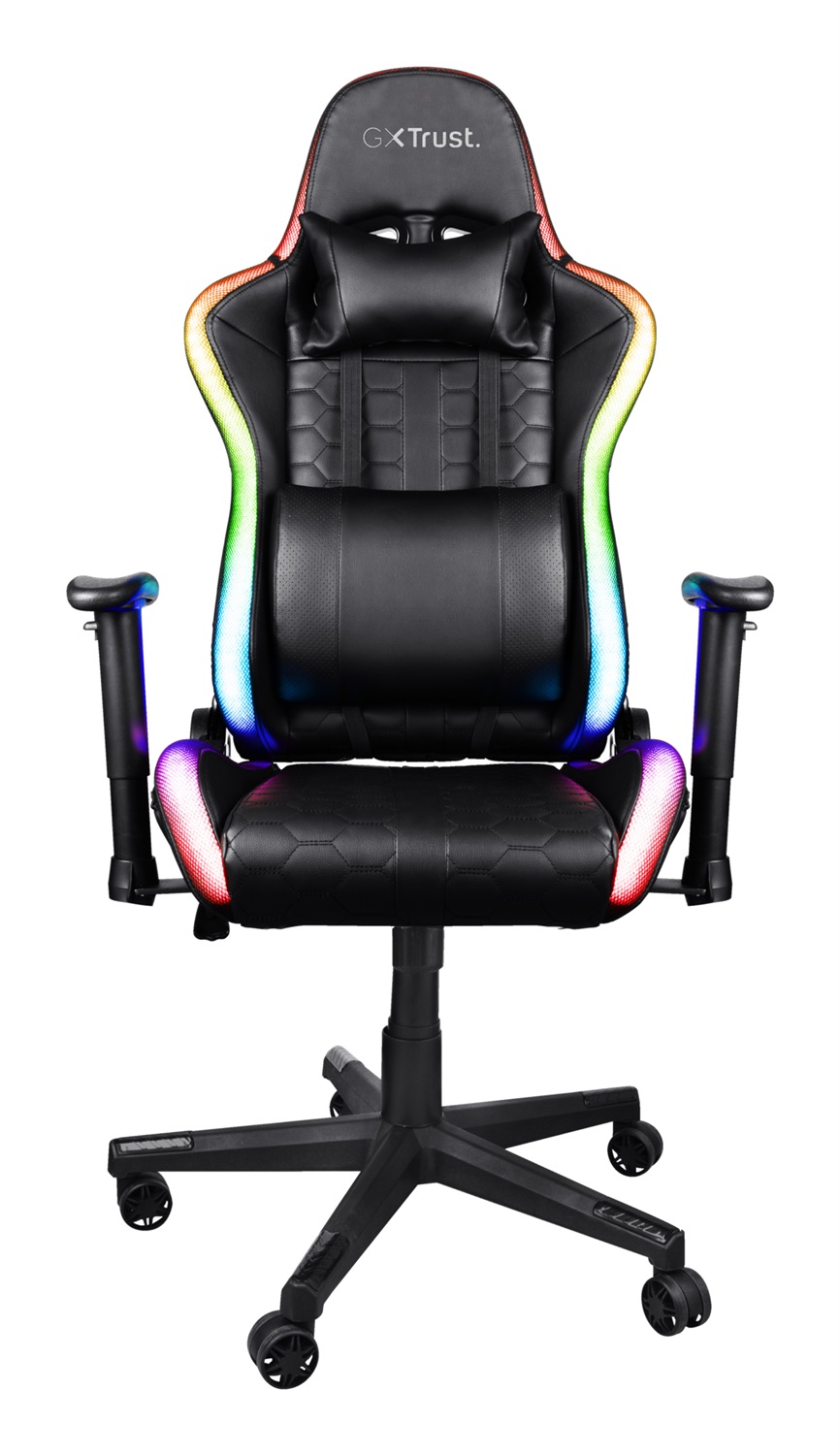 Trust GXT 716 Rizza Sedia Gaming Universale Ergonomica con Illuminazione LED RGB - Nero, Capacità 150 kg