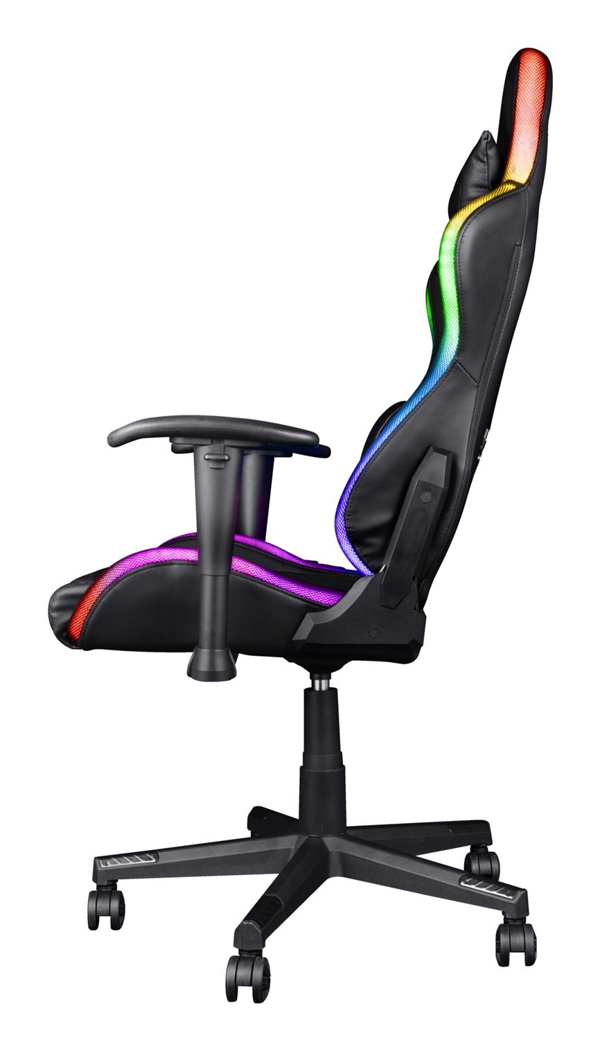 Trust GXT 716 Rizza Sedia Gaming Universale Ergonomica con Illuminazione LED RGB - Nero, Capacità 150 kg