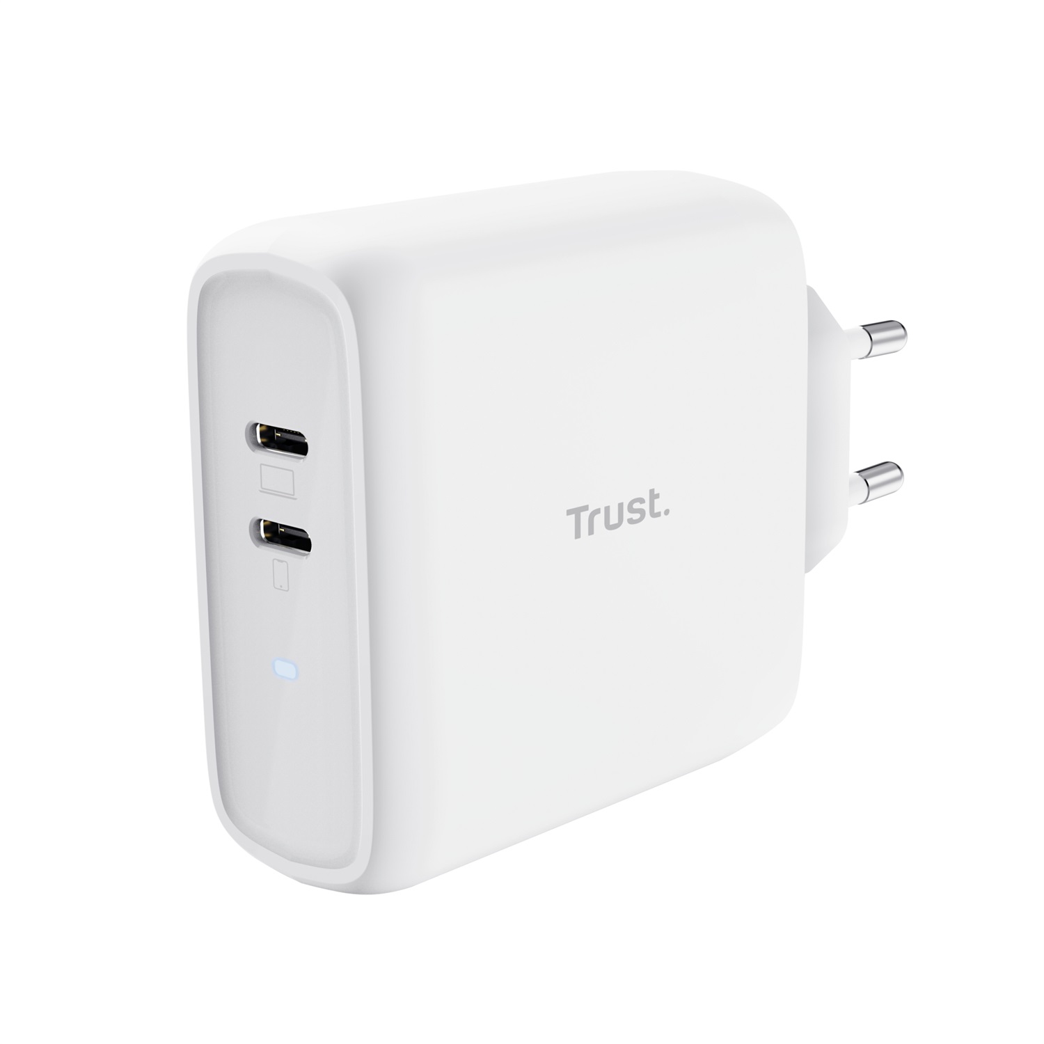 Trust Maxo Caricabatterie 65W Bianco con 2 Porte USB-C - Ricarica Rapida e Design Ecologico
